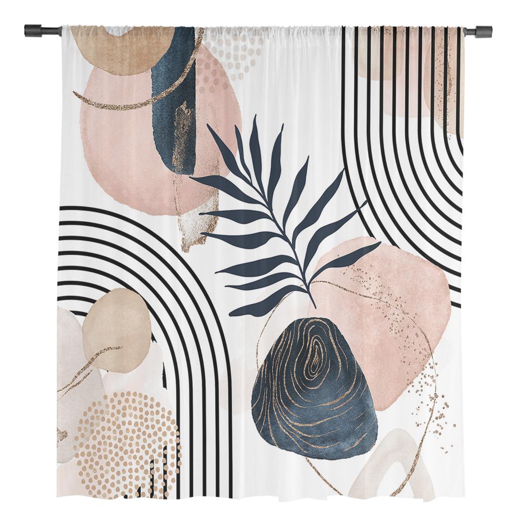 Современные бохо геометрические абстрактные прозрачные шторы для украшения гостиной, оконные шторы, кухонный тюль, вуаль, органза