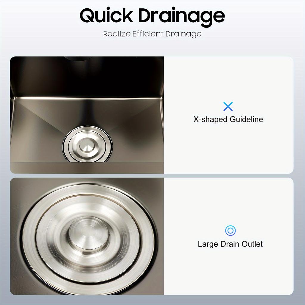 Multi-Functional 201 Stainless Steel Kitchen Sink – Pull-Out Faucet, Cup Rinser, Drain Basket & Soap Dispenser Included – Gun-Grey – 45 x 40 cm