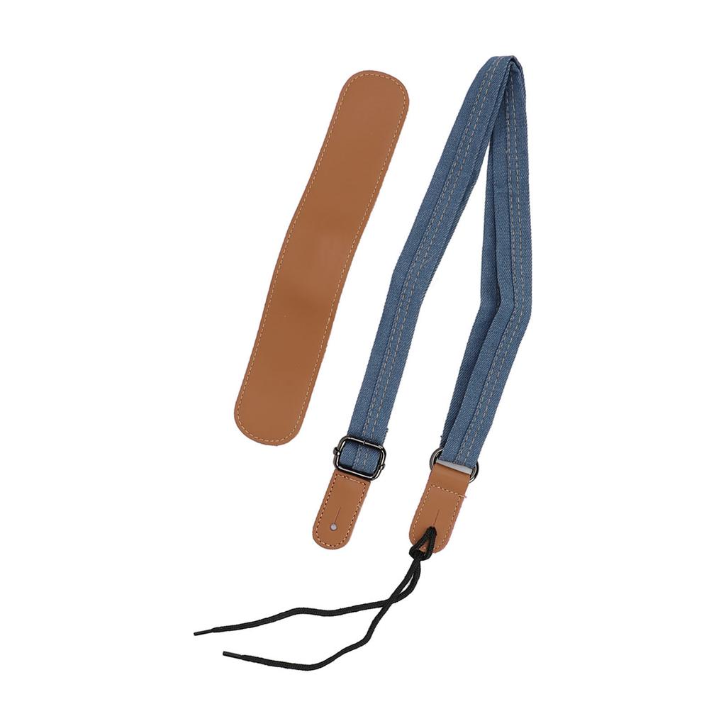 Ukulele Strap Cross Shoulder Pad Denim Leather Adjustable Length Neck Belt Replacement