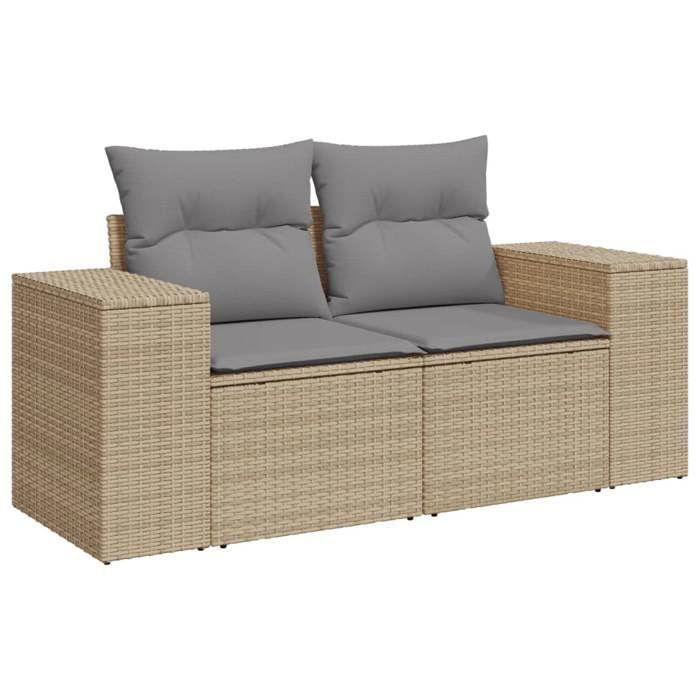 VidaXL Salon de Jardin avec Coussins 9 pcs, Canapés de Terrasse, Ensemble de Meubles de Patio, Mobilier d'Extérieur, Beige 3222348