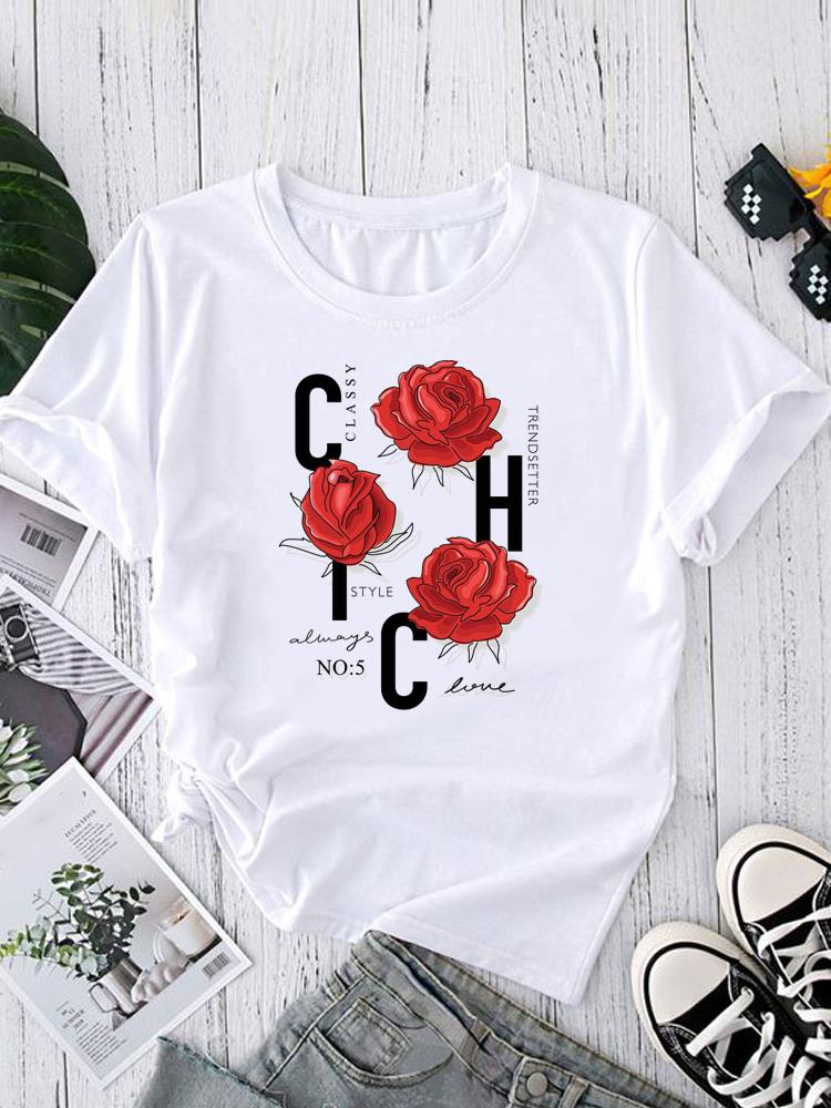 (Азиатский размер) Женская футболка с круглым вырезом, принтованная, с коротким рукавом, стиль letter, милая, модная, женская, повседневная одежда, графическая футболка