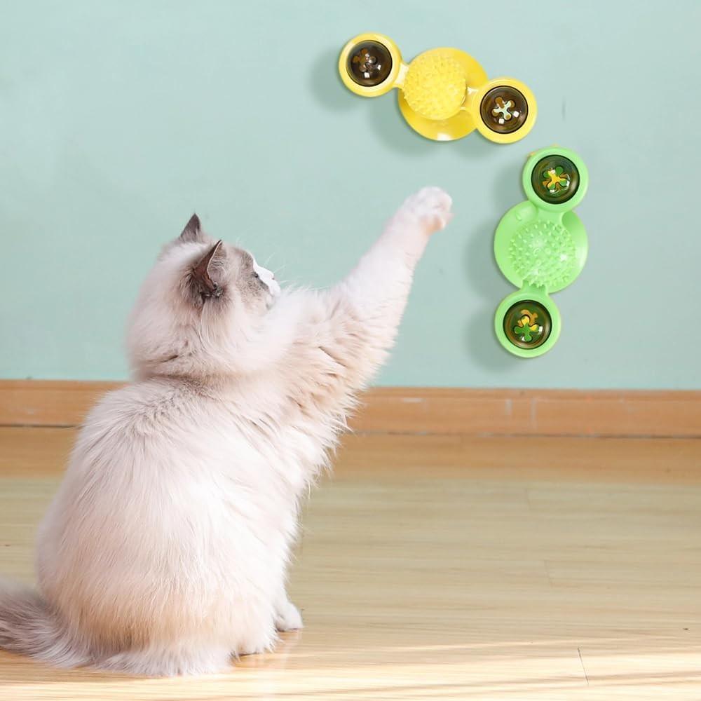 Интерактивная игрушка для кошек «Ветряная мельница» с кошачьей мятой, забавные игрушки для кошек в помещении, игрушки со светодиодной подсветкой, игрушки для упражнений с мячом для кошек, игрушка с кошачьей мятой