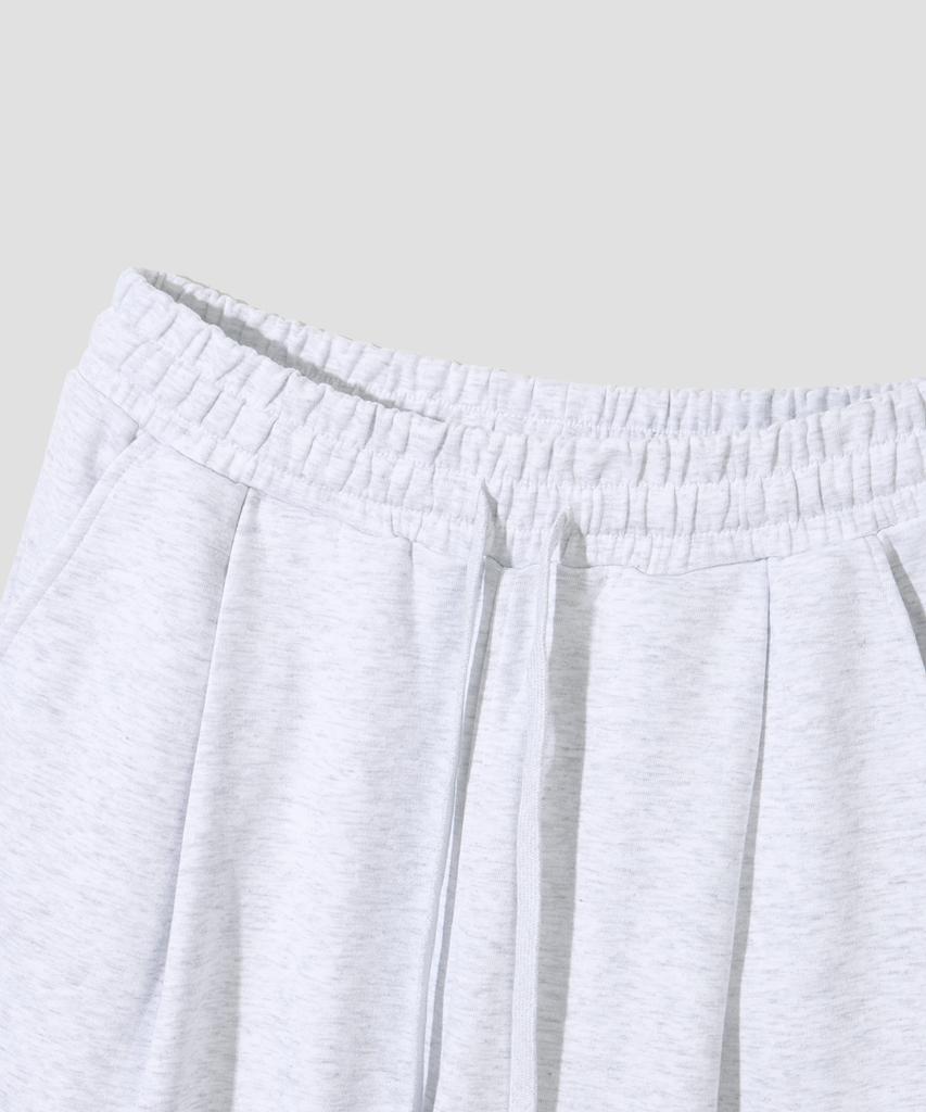 AGOD Single-Pleat Cargo Sweatpants [White Melange]