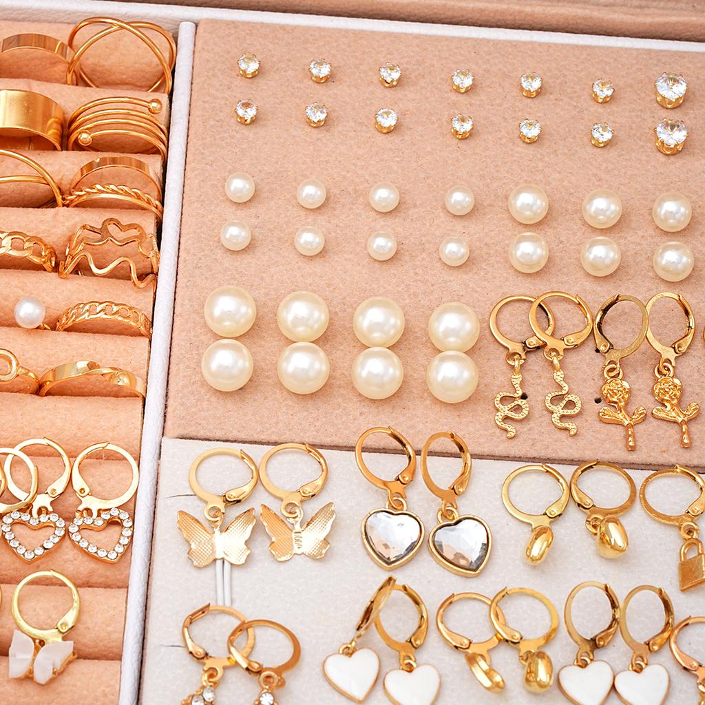 73 Pcs/Set Fashion Wide Face Earrings Necklaces Bracelets Ankles Rings Fashion Combinations Jewelry Sets For Women's Gifts NoBox