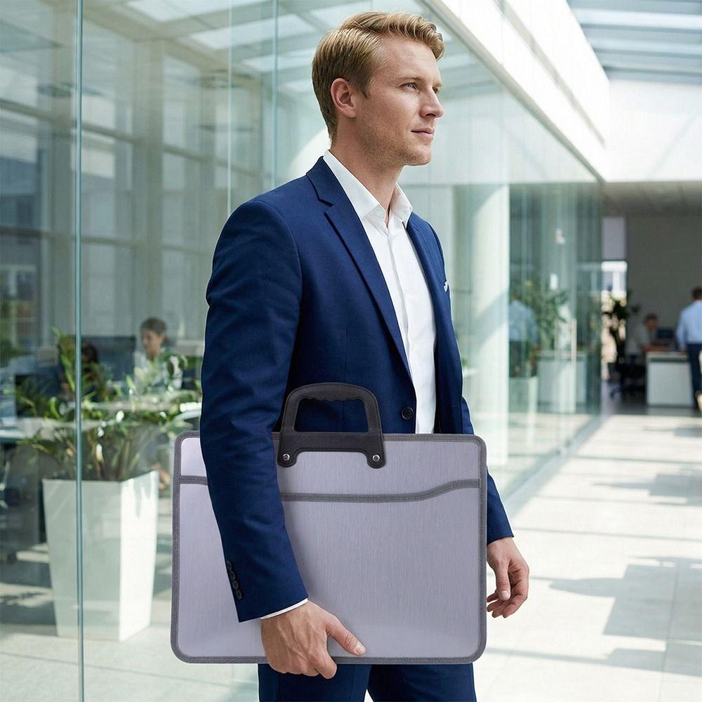 Oxford Cloth Office Briefcase Waterproof Document Handbag Protective Portable File Bag Car Side