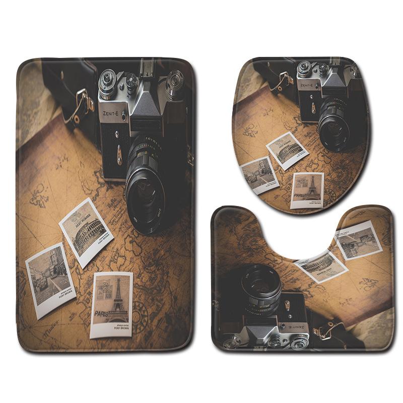 Креативный Ретро Ванная Туалет Три Предмета Комбинация Напольных Ковриков Бытовой Дверной Коврик Кухонный Впитывающий Нескользящий Ковер