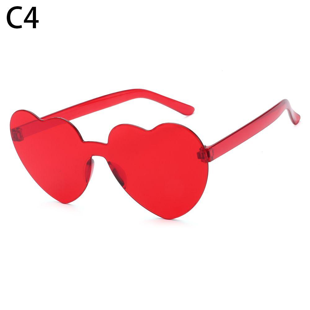 Accessories Trendy Candy Color Eyewear Heart Sunglasses Rimless Sunglasses for Women Heart Glasses