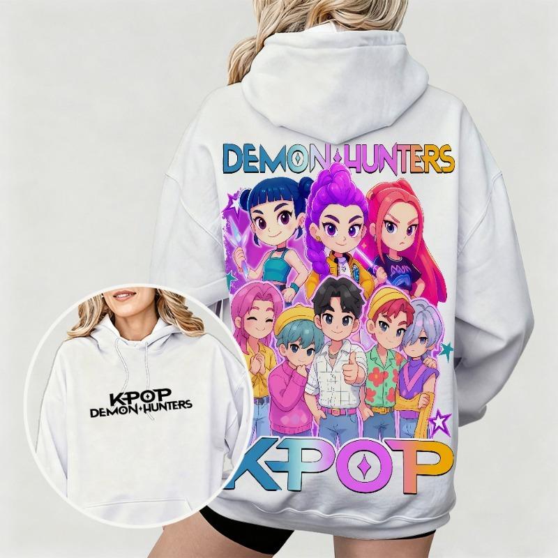 Весенне-осеннее худи K-pop для женщин с красочным принтом аниме-персонажа, уличная одежда, детская модная толстовка