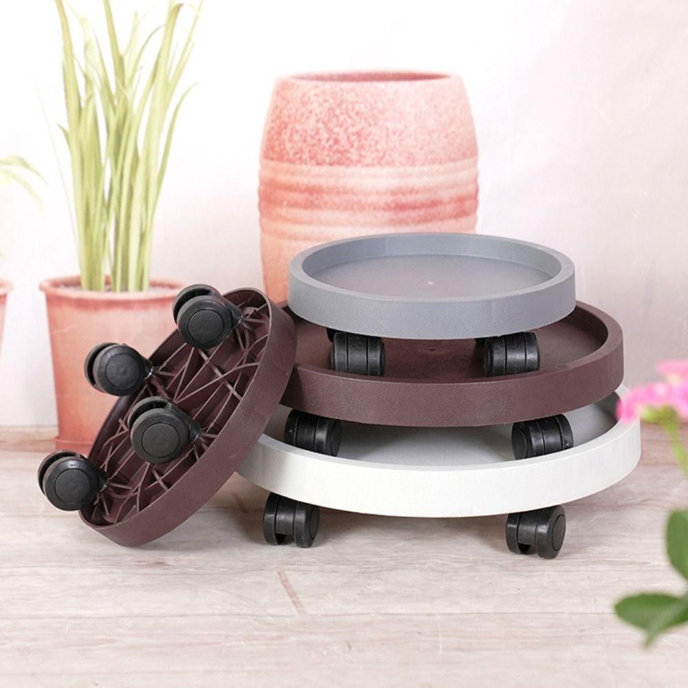 Whith 360-degree Rolling Flower Plant Pot Tray Movable Flower Planter Stand Gardening Supplies