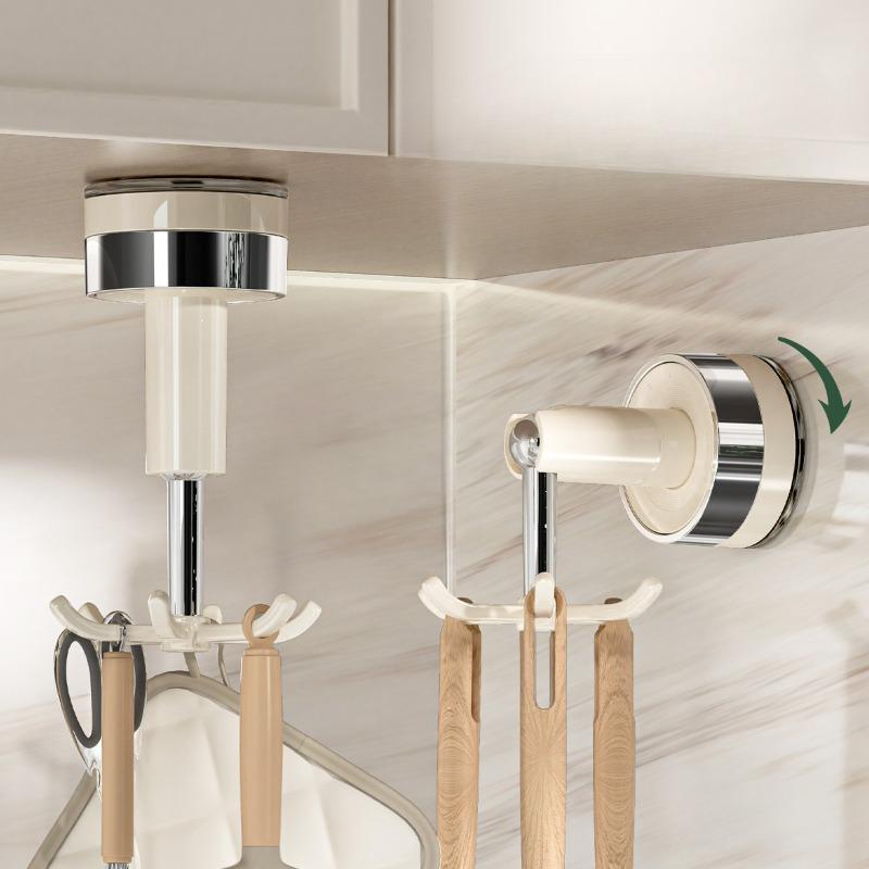 Rotating Suction Cup Hook Adhesive HookWaterproof Kitchenware Storage Rack Without Installation