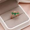 Женское винтажное кольцо Kinel из розового золота с зеленым цирконом, уникальный дизайн, свадебные украшения для невесты