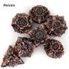 7 Pcs Copper Black Lotus Flower  Metal Dice Solid Metal Polyhedral Dice Set Suitable for Role-Playing RPG  Board Game Card Game