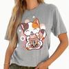 Модная женская футболка с милым котом, пьющим чай с молоком, забавная повседневная футболка с круглым вырезом и короткими рукавами, летняя женская футболка