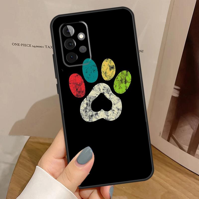 Dog foot print Paw Colorful Pattern Phone Case For Samsung Galaxy A32 A52 A12 A53 A33 A23 A13 A54 A34 A14 A51 A15 A25 A35 A55