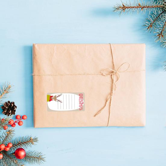 10 листов бирки для рождественского подарка и обратно, самоклеящаяся мультяшная Санта-Лось, рождественская тема, сделай сам, подарочная коробка, конверт для поздравительной открытки, подарочная наклейка, этикетка