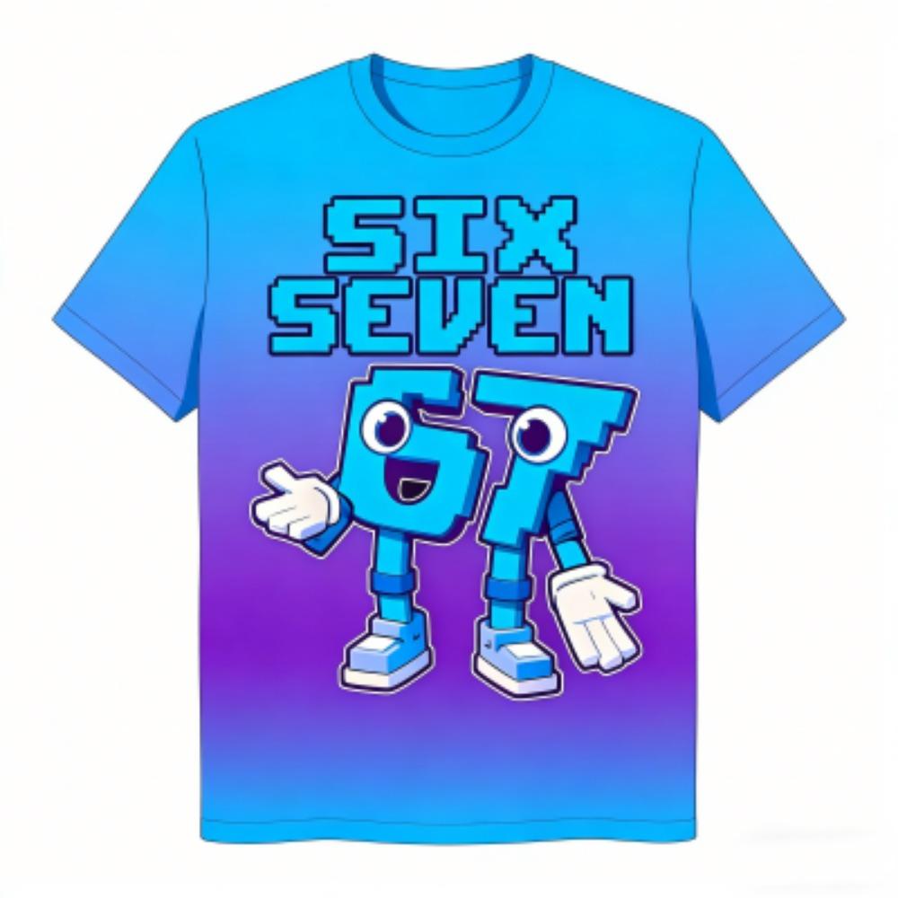Summer Fashion Cartoon 67 Print Men's T-Shirts Summer Street Short-Sleeve Outdoor Casual Clothing for Men's and Women's Tees Top