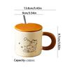 Cute Cat Pattern Ceramic Coffee Cup with Spoon Cartoon Cat Drinkware Cat Vintage Mug  Office