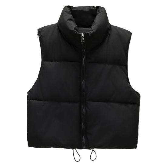 Зимний женский жилет, пальто, утолщенный, с застежкой-молнией, воротник-стойка, без рукавов, однотонный, с защитой от ударов, сохраняющий тепло, уличный пуховик