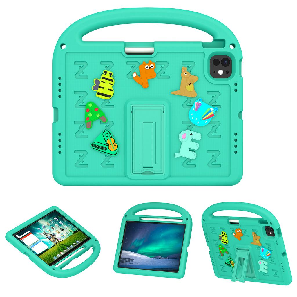 For iPad Air 11 (2025)/(2024)/iPad Pro 11 (2025)/11 (2024) Kickstand Case Cartoon Design Anti-Drop EVA+PC Tablet Cover with Strap for Kids
