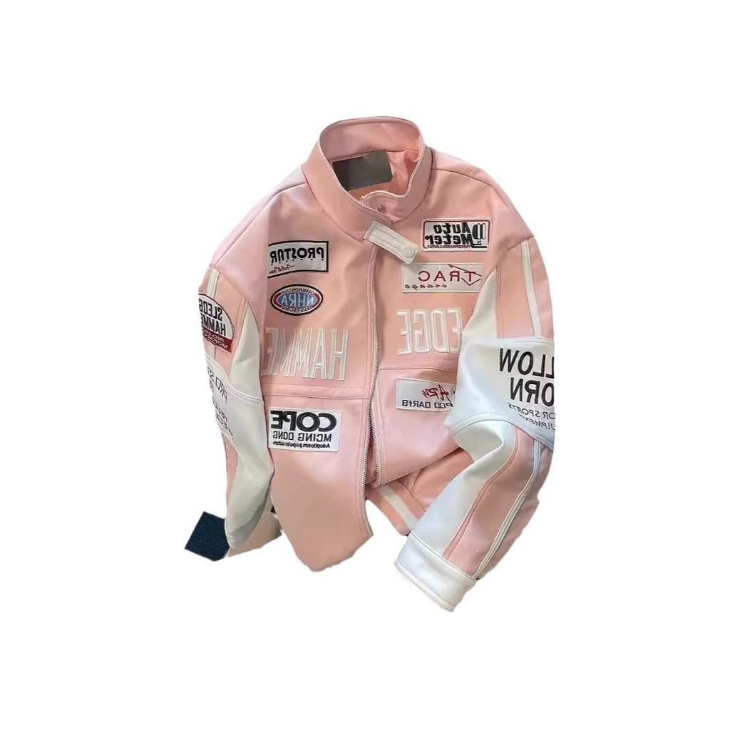 European and American Motorcycle Leather Jacket, Heavy-duty Embroidered Baseball Jacket, Men's and Women's Autumn and Winter Loose Jacket