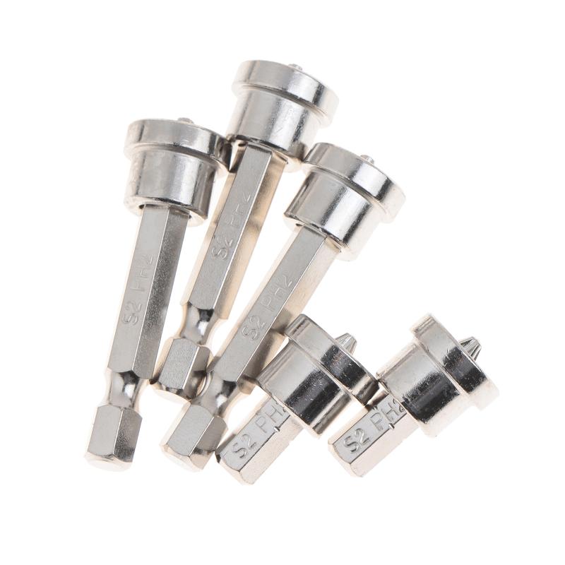 2Pcs 25mm + 3Pcs 50mm PH2 Screwdriver Bit Set For PlasterboardNo-Magnetic Cross Heads Wood Board Depth Stop Limit Cross Tips
