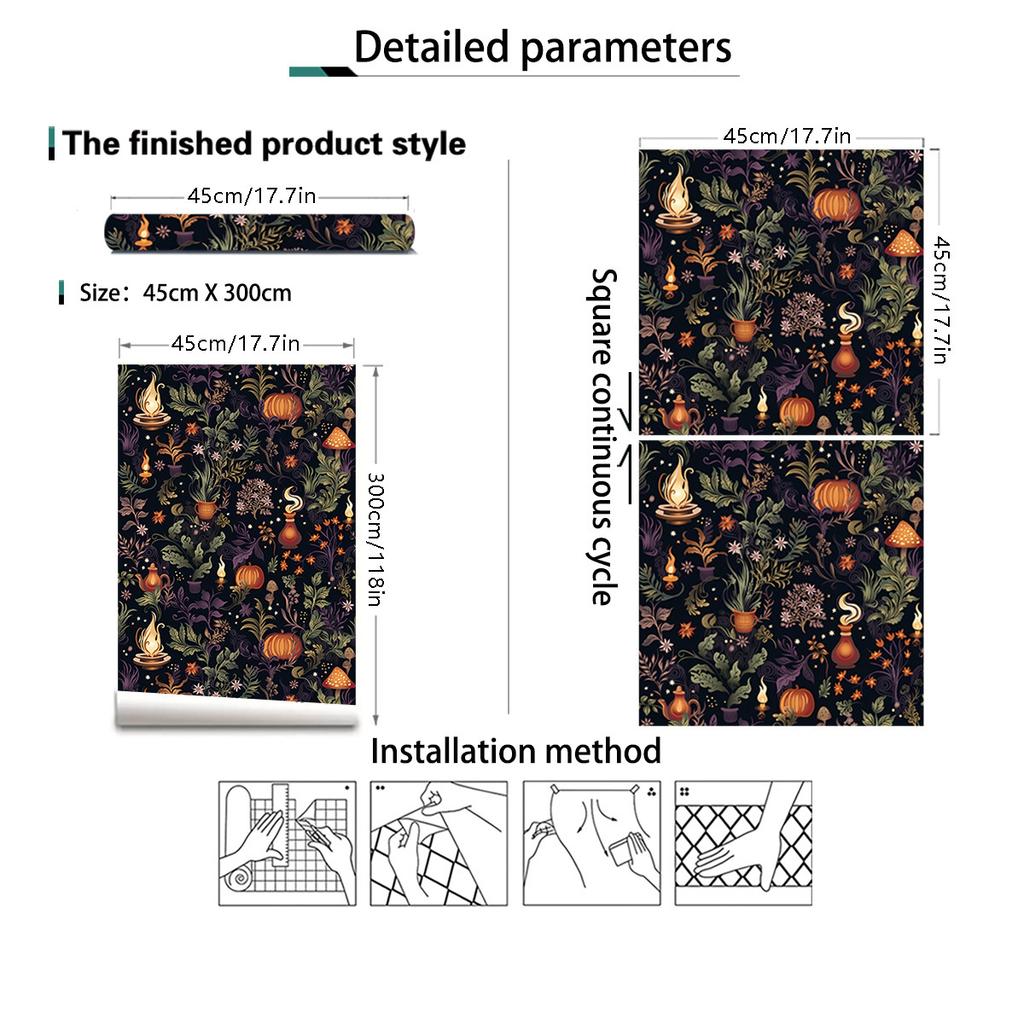 Готический Бохо Самоклеящиеся Обои Растения Травы Контактная Бумага Водонепроницаемые Съемные Обои для Гостиной Спальни Шкафа