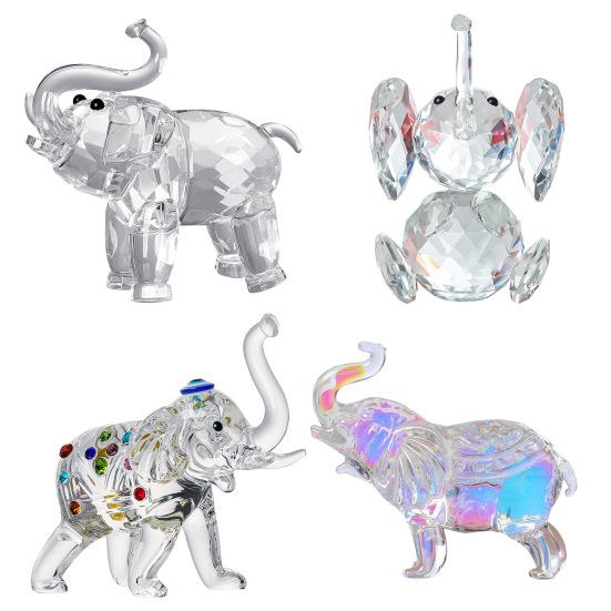 Искусственный кристалл слона орнамент прозрачная фигурка слона удачи подарок настольная мини скульптура слона для офиса спальни гостиной