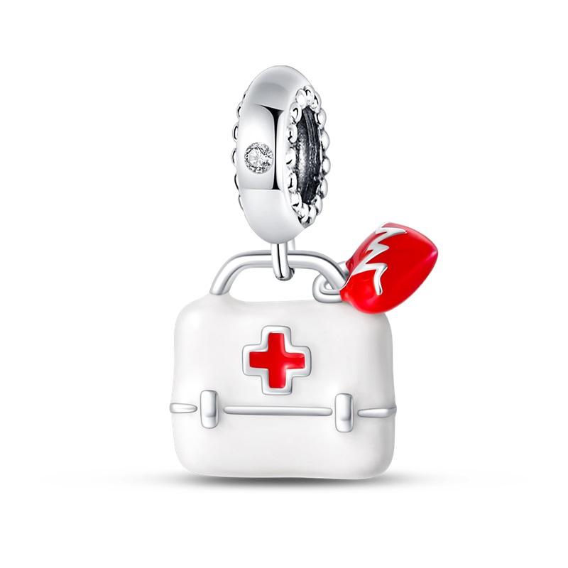 925 Silver Charm Beads Medical Series Doctor Nurse Caring For Teeth Pendant For Bracelet Fine DIY Jewelry