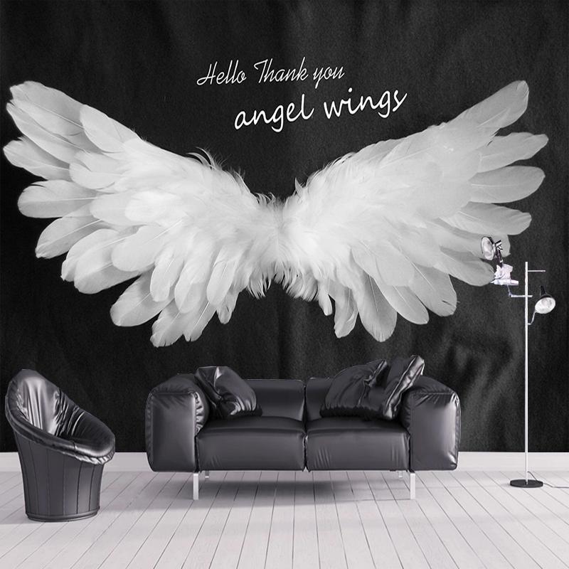 3D настенные обои абстрактный европейский ангел с белыми крыльями фото настенная живопись гостиная ТВ диван фон стена домашний декор