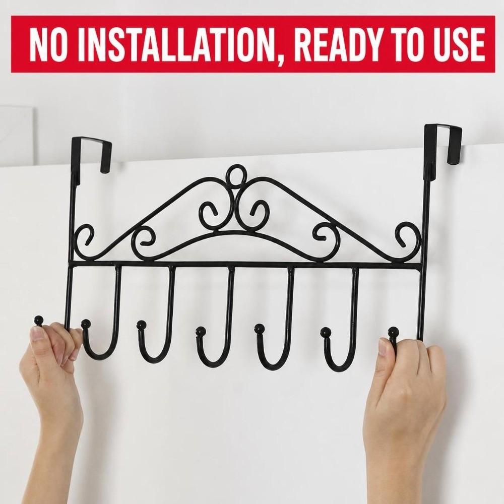 No Drill Over Door Hook Rack Metal Door Hanging Rack New Hat Hook Organizer  Entryway Storage