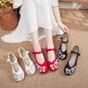 New Women's Embroidered Shoes Single Shoes Flower Cloth Shoes Women's Cheongsam Shoes Shoe Buckle White Red Black Shoes Matching