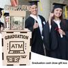 Yousheng Wooden Graduation Money Gift Box ATM Cash Container Piggy Bank Congratulation Card Holder Money Saving Jar Grad Party Desktop Decoration
