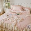 Romantic French Lace Ruffle Bed Skirt Ice Silk Cool Feeling Fibre Mattress Cover Summer Cool Mat With Summer Quilt Pillowcases