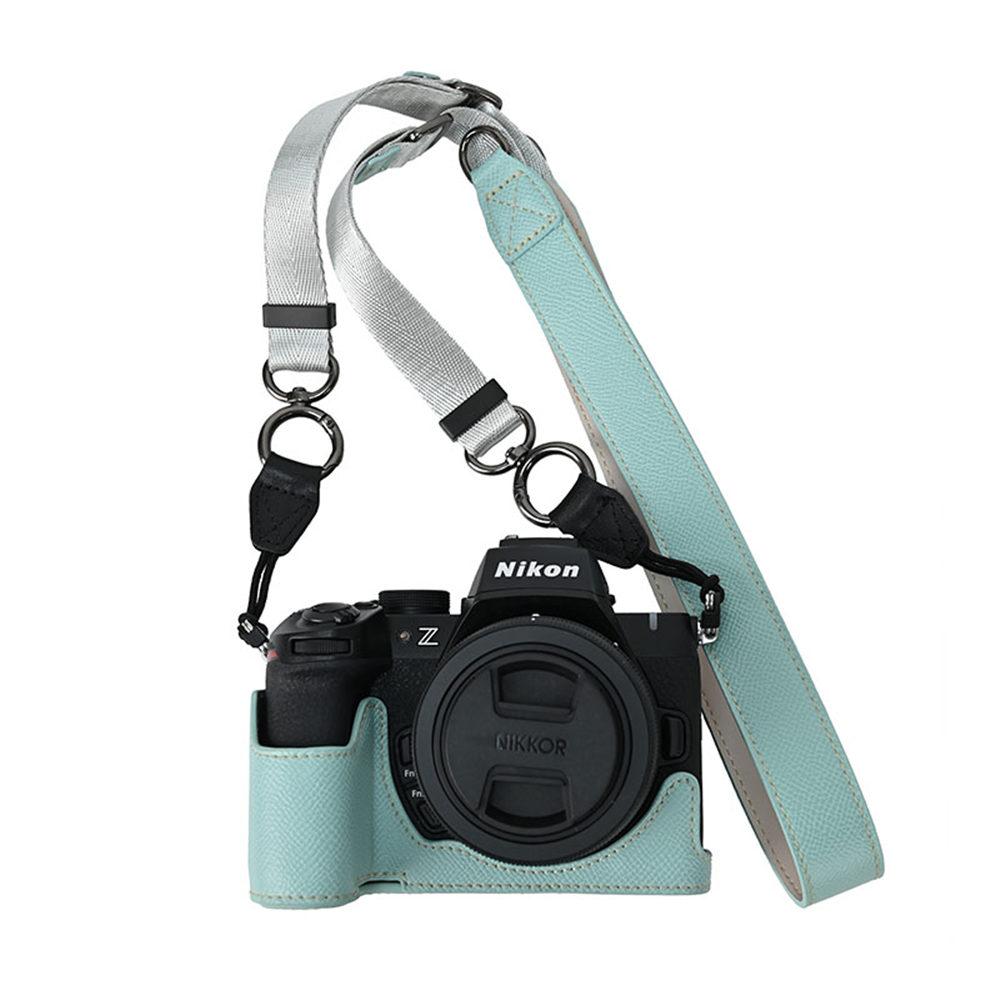Z50II Palm Print PU Leather Camera Half Body Case for Nikon Z50II Battery Opening Bottom Cover With Neck Strap