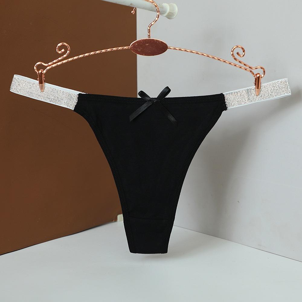 Silver Thin Belt Bowknot Panties Bow Cotton Thong Sweet Women's Briefs Lingerie