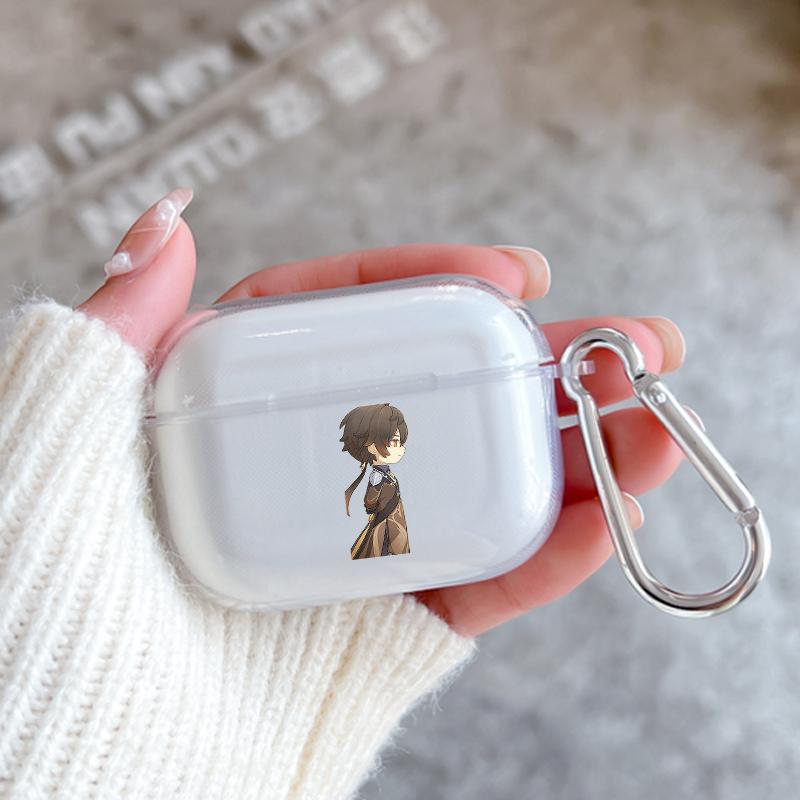 Genshin Impact Кли Кли Ци Ци Сяо Чехол для Apple Airpods 2 1 Чехлы для наушников с крючком для Airpod Pro 3 Pro2 Прозрачные защитные чехлы