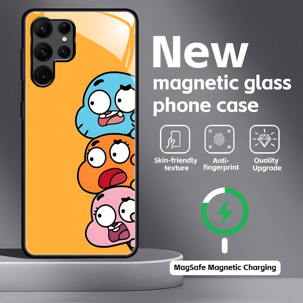 The Amazing World of Gumball Phone Case For Samsung S25 S24 S23 S22 S21 S20 Plus Ultra Note20 Glass Magnetic Case