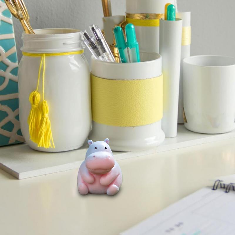 Mini Cute Hippo Resin Figurines Car Interior Animal Accessory Baby Hippo Sculpture Desk Decoration Home Desk Decoration