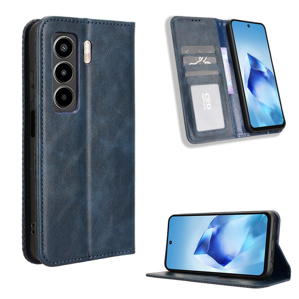 For Itel Power 55 5G Leather Case Wallet Stand Retro Texture Phone Cover