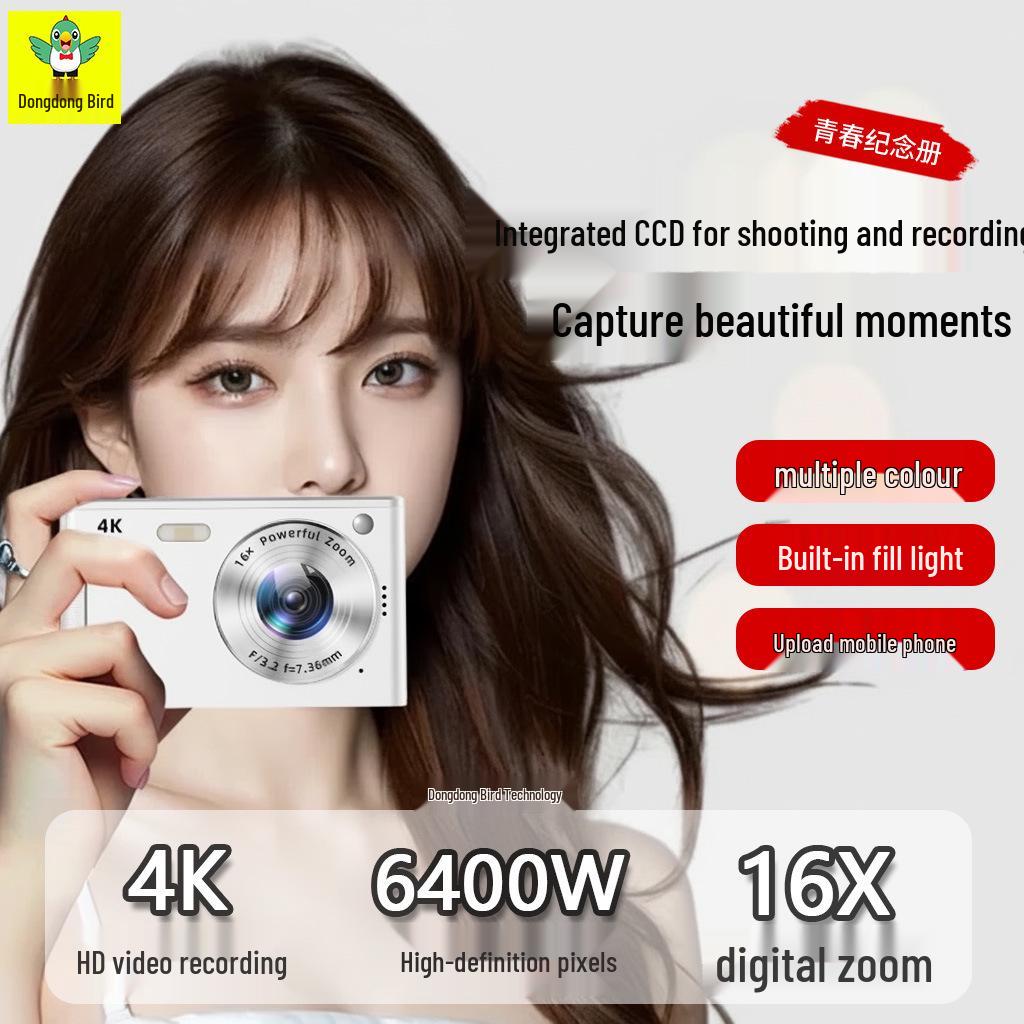 Retro 4K HD Digital Camera for Students - Portable Entry-Level Travel Cam