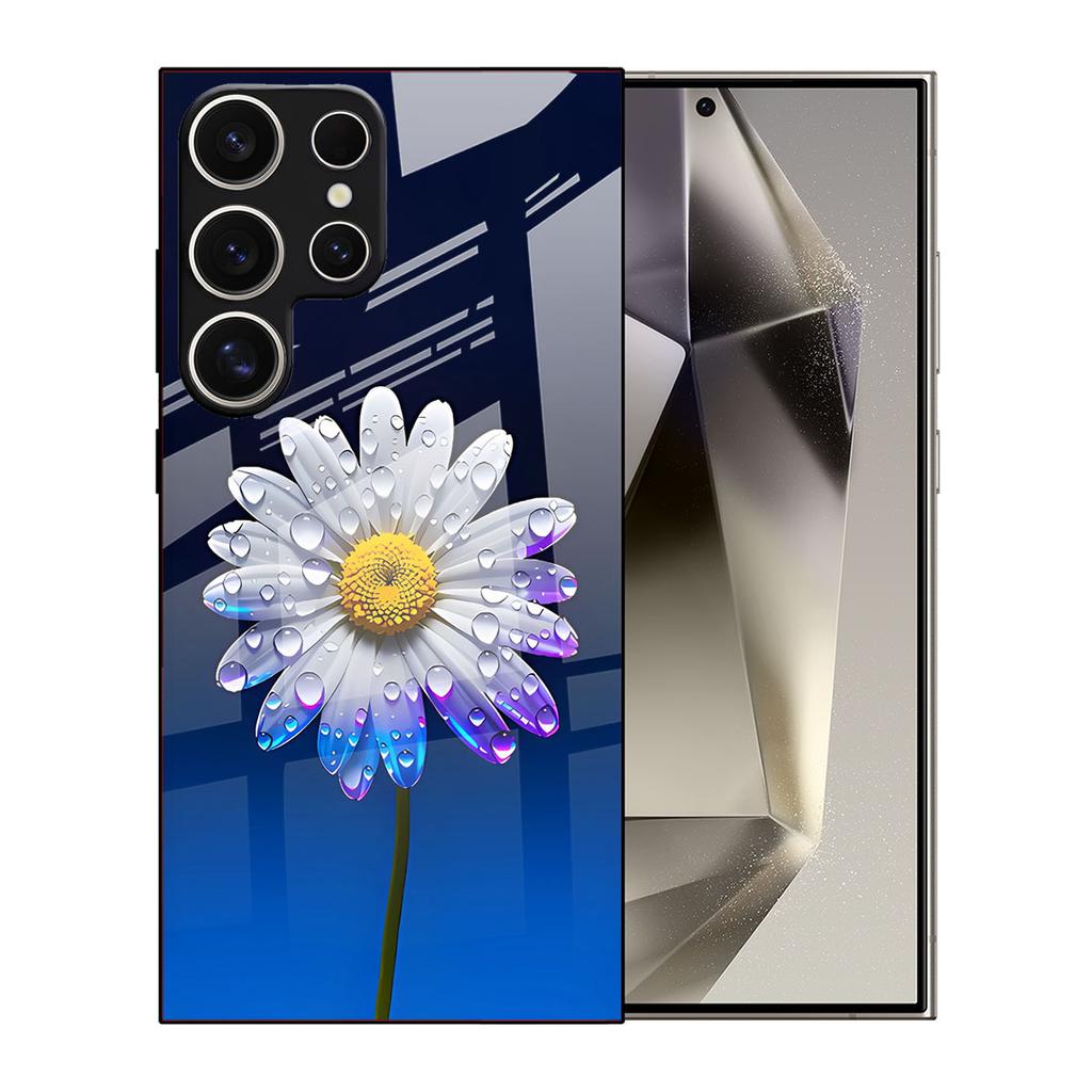 Чехол для мобильного телефона Samsung S26ULTRA A90 Ромашка S24 Закаленное стекло A16 Защитный чехол с меняющимся цветом A07