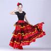Женская макси-юбка с вышивкой многослойного торта, черная юбка 360, красная эластичная талия с цветными блоками, большая юбка