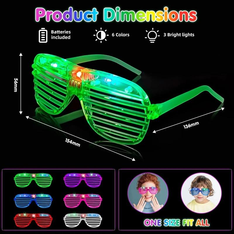 1pcs Glow in the Dark LED Eyeglasses Multiple Neon Colors Blinds Lampshade Glasses Christmas Mardi Gras Birthday Neon Mardi Gras Party