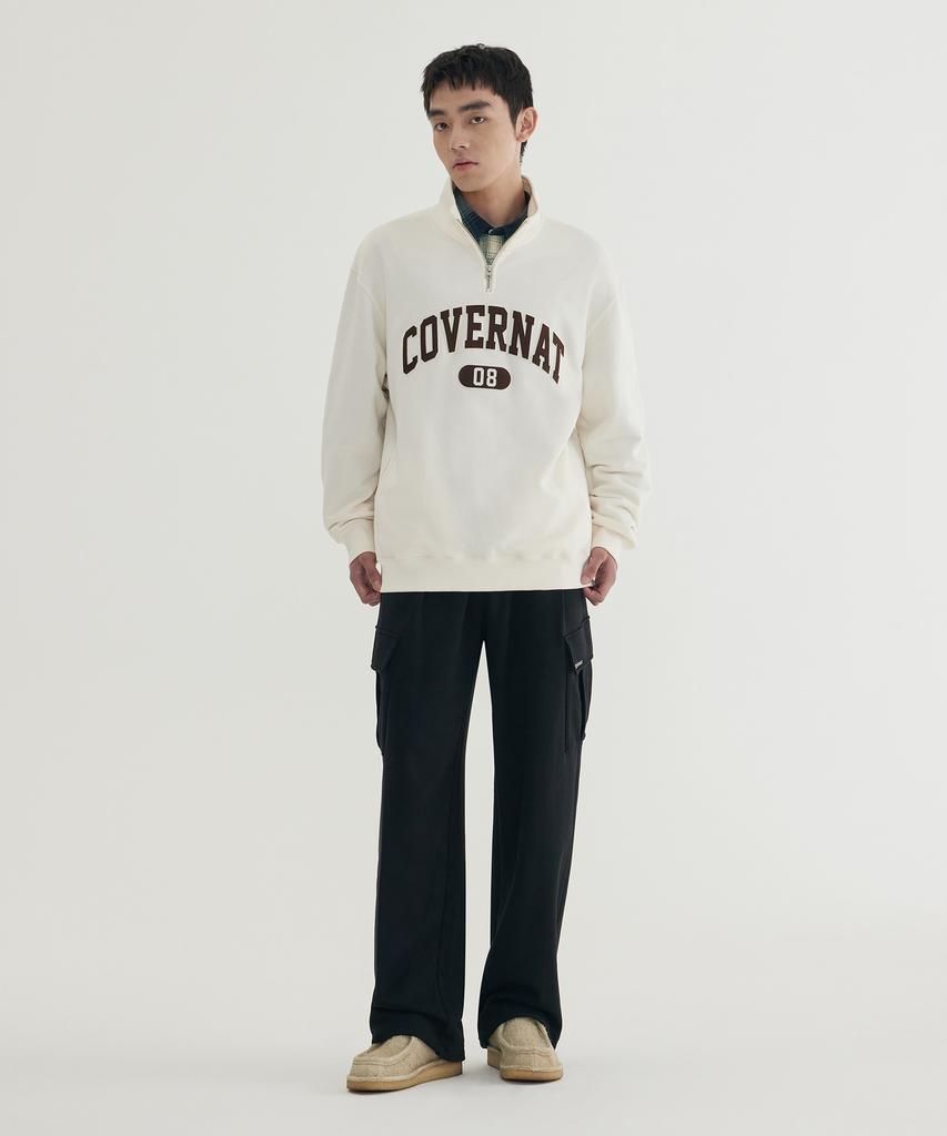COVERNAT Arch Logo Half-Zip Sweatshirt Melange Gray