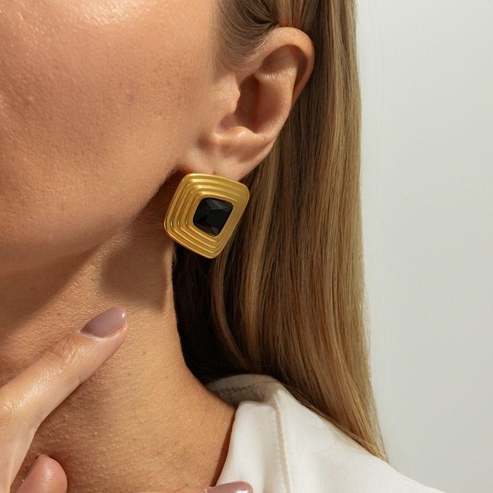 Vintage Trend Oval Earrings Geometric Stud Earrings Elegant Resin Dangle Earrings Gift