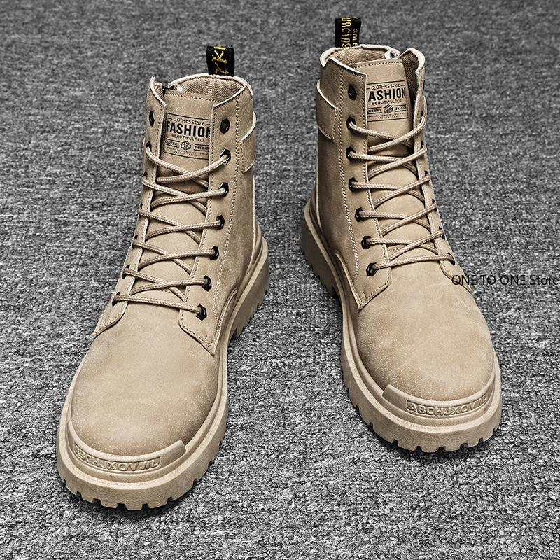 New Men Boots Trend Motorcycle Boots for Men Casua Ankle Boots Work Wear Shoes Men Personalized British Boot Bota Masculina