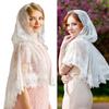 Woman Lace Shawl Wedding Church Lace Trim Scarf Soft Lightweight Scarf with Hoodie for Hot Weather Sunproof Supplies