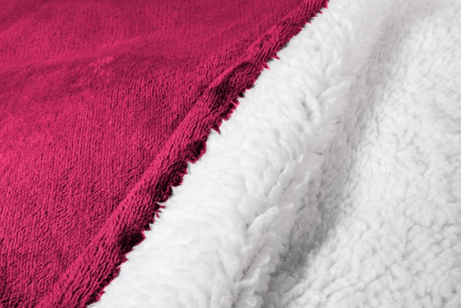 Burgundy Hooded Television Poncho - Fur Trim, Warm, Long Sleeves, Large Pocket