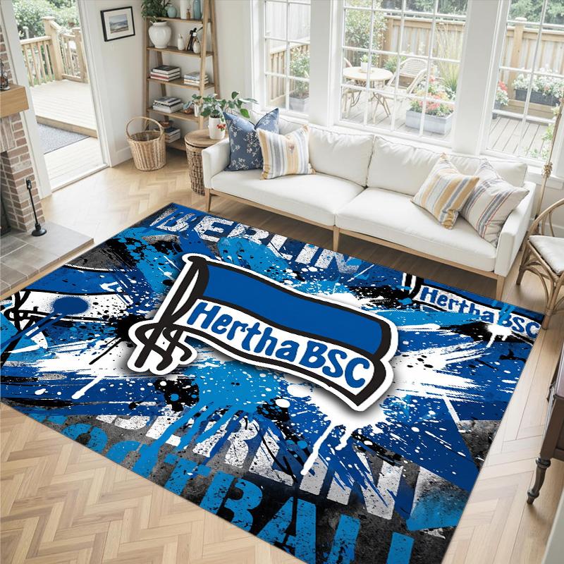 hertha bsc FC Design Crystal Velvet Carpet Cozy Non?Slip Printed Rug For Bedroom Living Room Entrance