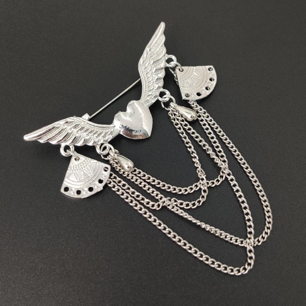 Suit Retro Chain Angle Wing Lapel Pin Heart-Shaped Jewelry Brooches Fashion Accessories Brooch Pins